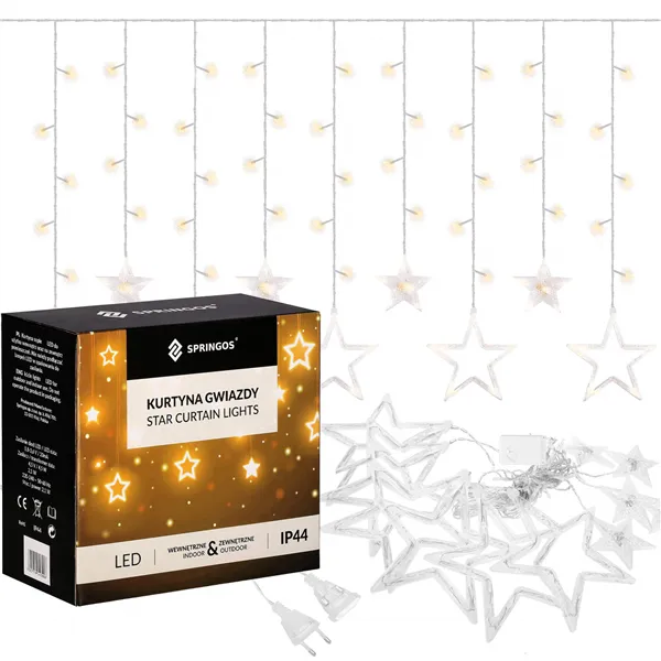 Springos zvaigžņu aizkars 138 LED CL4133